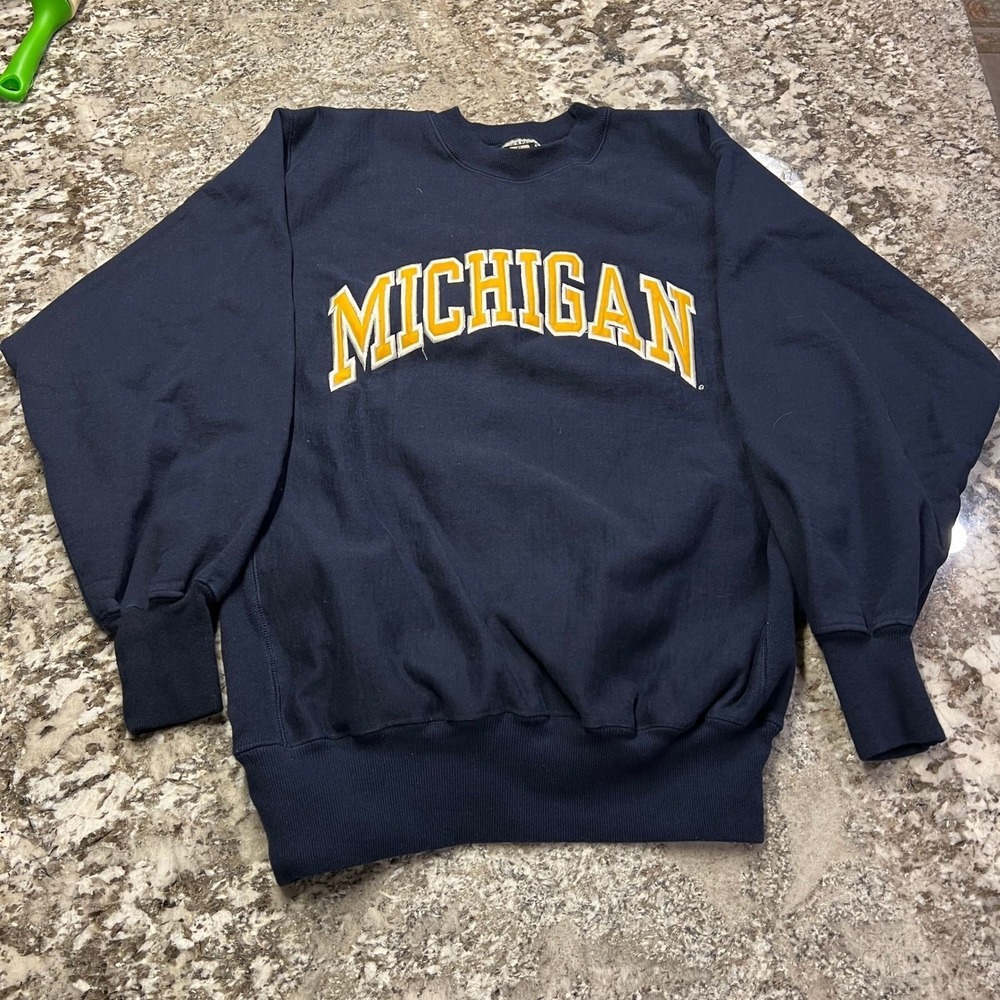 Vintage 1990s Steve & Barry's Michigan Wolverines Navy Crewneck Sweatshirt L